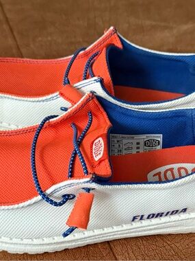 Gator Hey Dude Blue and Orange Slip-On Sneakers